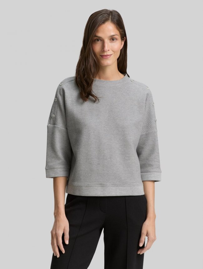 Tom Tailor Sweatshirt mit Knopf-Details - Medium Silver Grey Melange Tom Tailor Sweatshirt mit Knopf-Details - Medium Silver Grey Melange