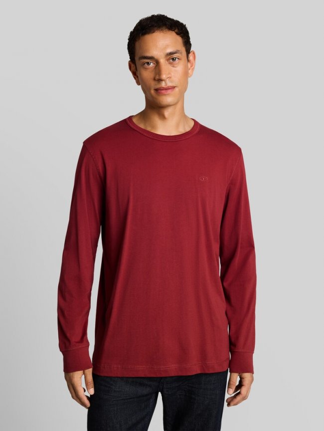 Tom Tailor Basic Langarmshirt aus Baumwolle - Pear Red Tom Tailor Basic Langarmshirt aus Baumwolle - Pear Red