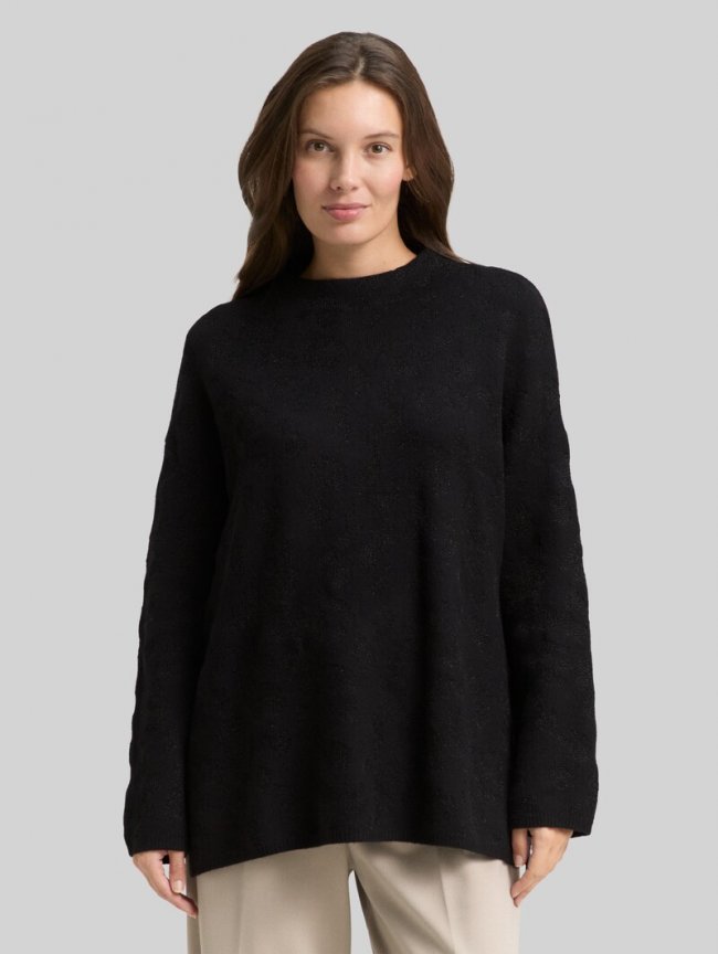 Tom Tailor Oversize Strickpullover mit Glitzer-Effekt - Black Lurex Knit Tom Tailor Oversize Strickpullover mit Glitzer-Effekt - Black Lurex Knit