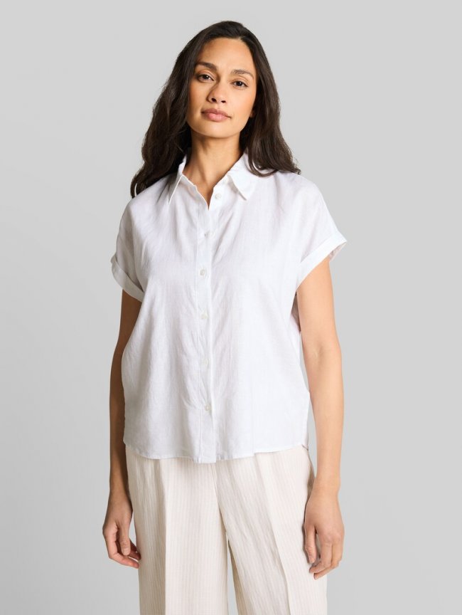 Tom Tailor Loose Fit Bluse mit Leinenanteil - White Tom Tailor Loose Fit Bluse mit Leinenanteil - White