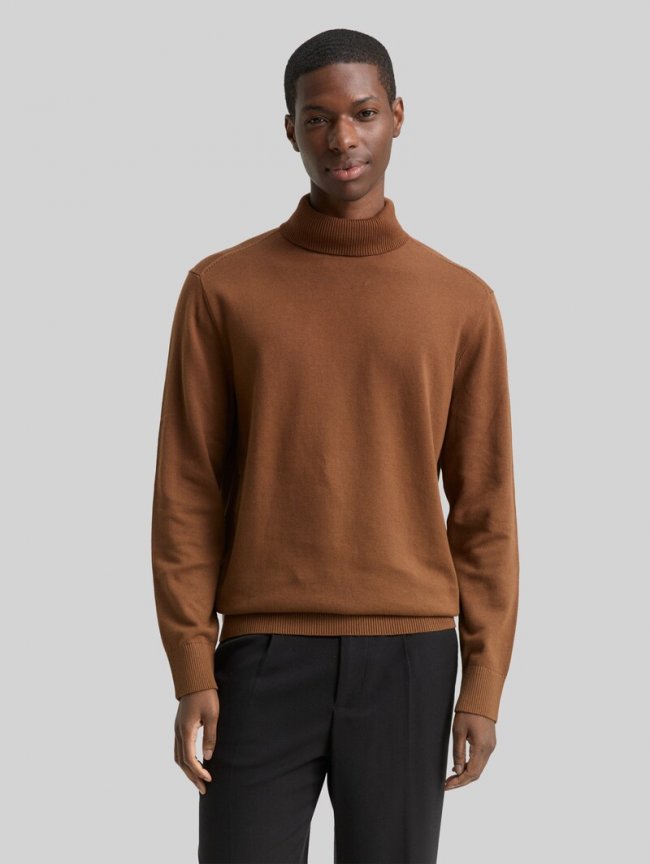 Tom Tailor Rollkragenpullover aus Baumwolle - Golden Clay Tom Tailor Rollkragenpullover aus Baumwolle - Golden Clay