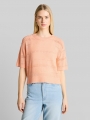Tom Tailor Relaxed Fit Strickpullover mit Lochmuster - Orange Parfait