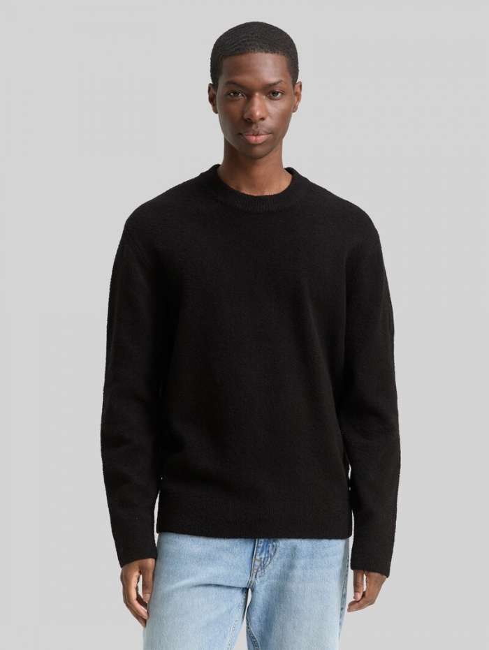 Tom Tailor Bouclé Strickpullover - Black Tom Tailor Bouclé Strickpullover - Black