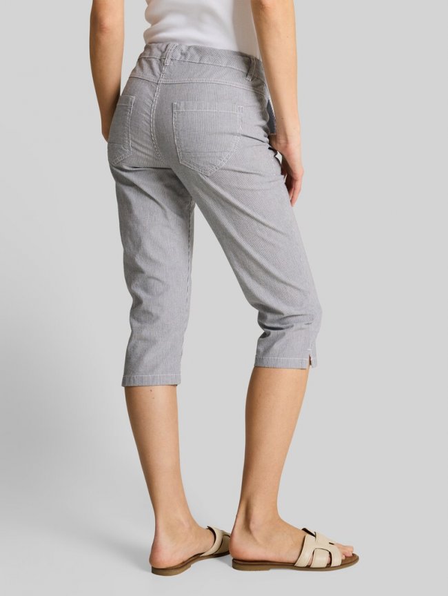 Tom Tailor Tapered Relaxed Capri Hose mit Kordelzug - Delicate Navy White Stripe Tom Tailor Tapered Relaxed Capri Hose mit Kordelzug - Delicate Navy White Stripe