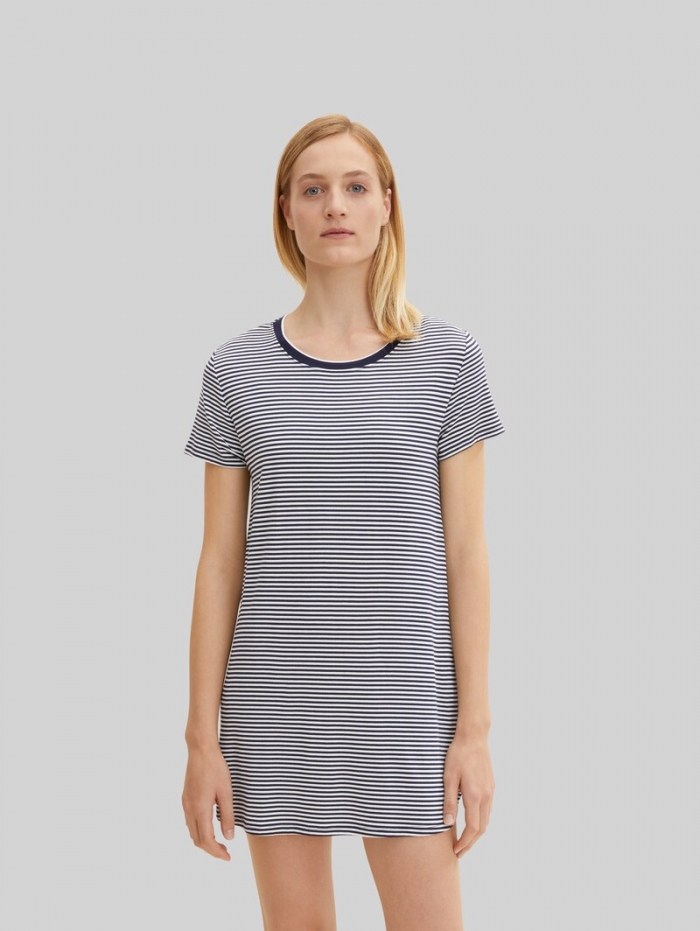 Tom Tailor Pyjama-Kleid mit Streifenmuster - Blue Ring Tom Tailor Pyjama-Kleid mit Streifenmuster - Blue Ring