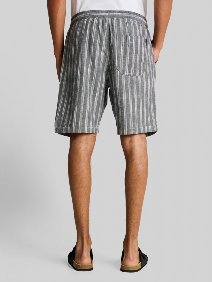 Tom Tailor TTRELAXED Shorts mit Leinenanteil - Black Greyish Stripe Tom Tailor TTRELAXED Shorts mit Leinenanteil - Black Greyish Stripe