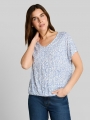 Tom Tailor Crinkle T-Shirt mit Muster - White Small Leaves Design