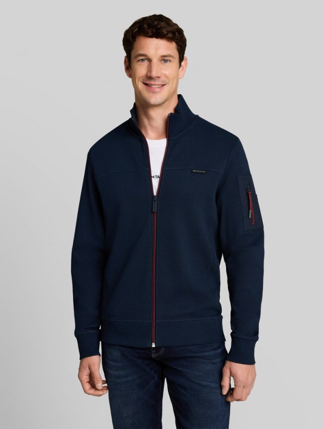 Tom Tailor Sweatjacke mit Ärmeltasche - Sky Captain Blue Tom Tailor Sweatjacke mit Ärmeltasche - Sky Captain Blue