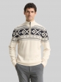 Tom Tailor Fair-Isle Troyer Strickpullover - Offwhite Fair Isle Design