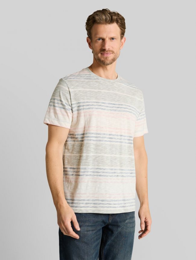 Tom Tailor T-Shirt mit Inside-Out Streifenmuster - Rose Teal Multi Color Stripe Tom Tailor T-Shirt mit Inside-Out Streifenmuster - Rose Teal Multi Color Stripe