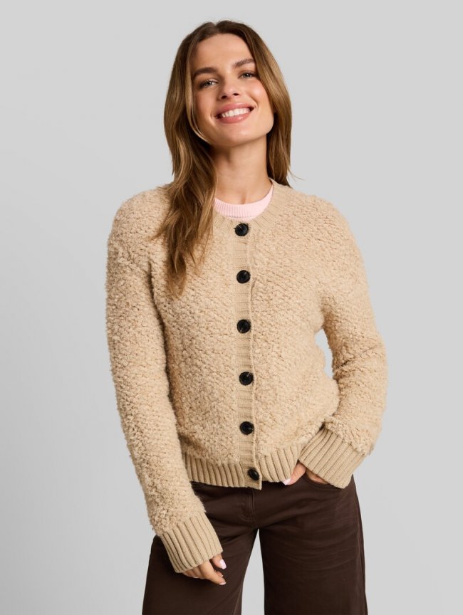 Tom Tailor Loose Fit Bouclé Cardigan - Gravel Beige Melange Tom Tailor Loose Fit Bouclé Cardigan - Gravel Beige Melange