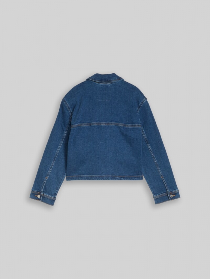 Tom Tailor Cropped Jeansjacke mit Stretch - Mid Stone Bright Blue Denim Tom Tailor Cropped Jeansjacke mit Stretch - Mid Stone Bright Blue Denim