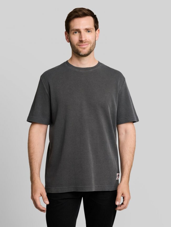 Tom Tailor T-Shirt mit Waffelstruktur - Tarmac Grey Tom Tailor T-Shirt mit Waffelstruktur - Tarmac Grey
