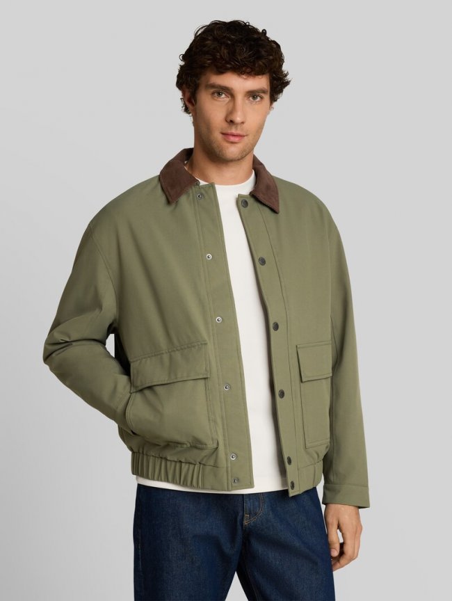 Tom Tailor Blouson Jacke mit Cord-Kragen - Urban Olive Green Tom Tailor Blouson Jacke mit Cord-Kragen - Urban Olive Green