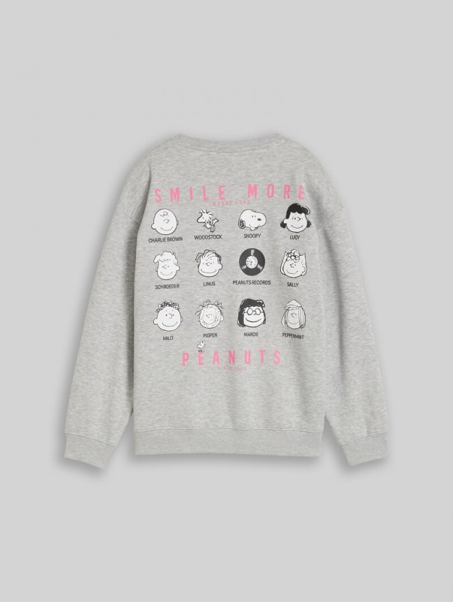 Tom Tailor Oversize Sweatshirt mit Peanuts-Print - Light Stone Grey Melange Tom Tailor Oversize Sweatshirt mit Peanuts-Print - Light Stone Grey Melange