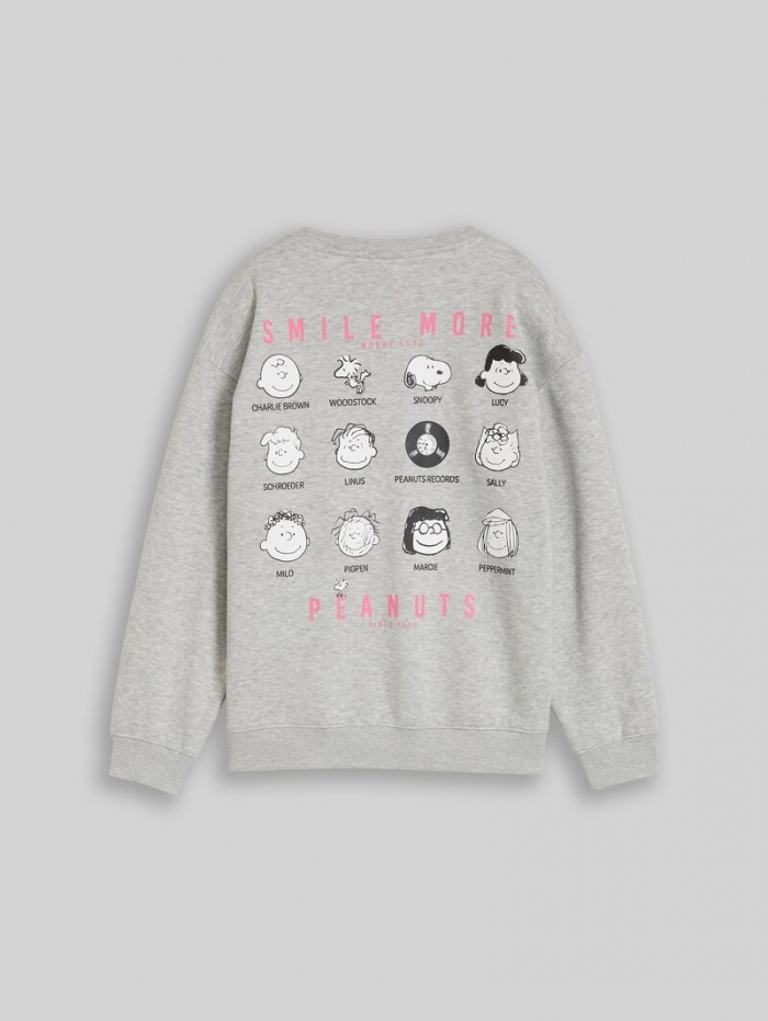 Tom Tailor Oversize Sweatshirt mit Peanuts-Print - Light Stone Grey Melange Tom Tailor Oversize Sweatshirt mit Peanuts-Print - Light Stone Grey Melange
