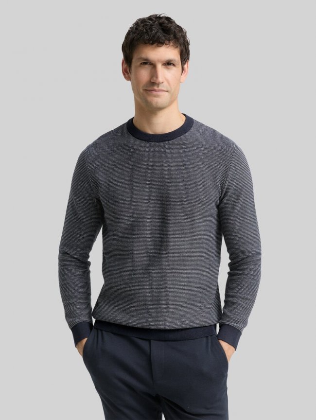 Tom Tailor Strickpullover aus Baumwolle - Navy Offwhite Dot Stripe Tom Tailor Strickpullover aus Baumwolle - Navy Offwhite Dot Stripe