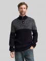 Tom Tailor Troyer Strickpullover mit Knopfleiste - Offwhite Navy Plated Mouline Tom Tailor Troyer Strickpullover mit Knopfleiste - Offwhite Navy Plated Mouline