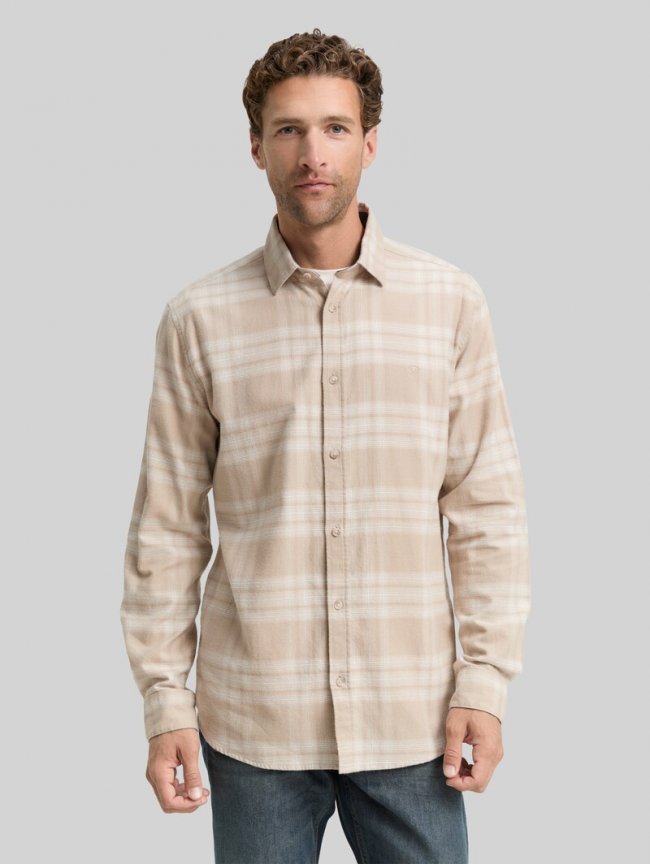 Tom Tailor Regular Fit Hemd mit Logo-Stickerei - Light Cashmere Tonal Check Tom Tailor Regular Fit Hemd mit Logo-Stickerei - Light Cashmere Tonal Check