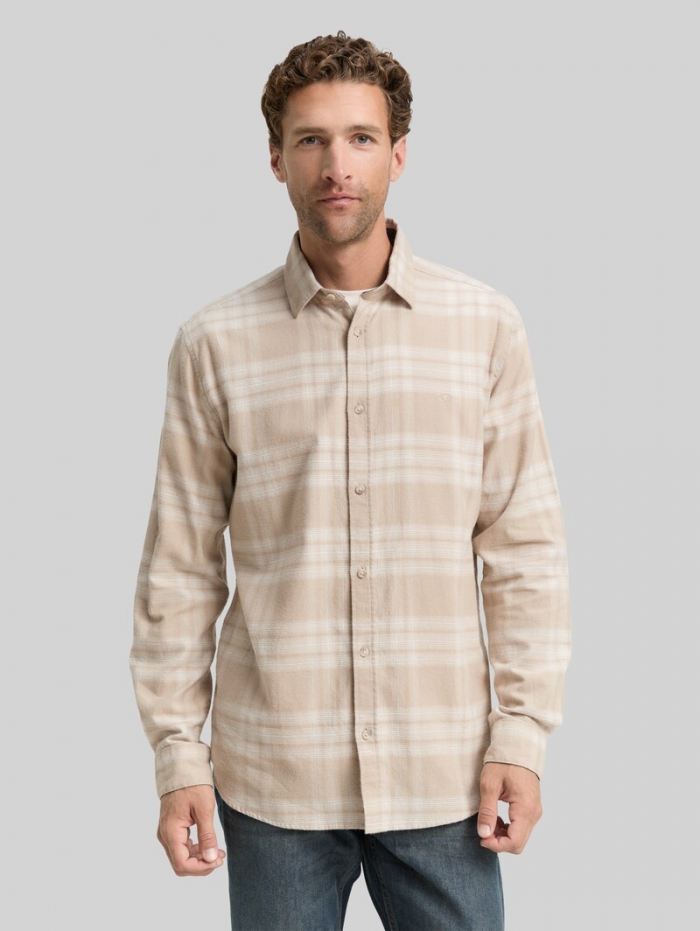 Tom Tailor Regular Fit Hemd mit Logo-Stickerei - Light Cashmere Tonal Check Tom Tailor Regular Fit Hemd mit Logo-Stickerei - Light Cashmere Tonal Check