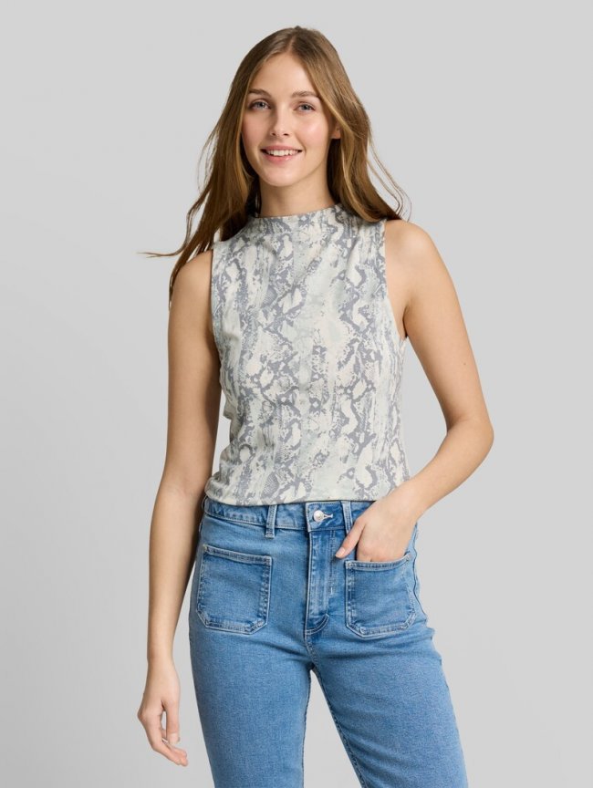 Tom Tailor Slim Fit Top mit Schlangenmuster - Faded Snake Print