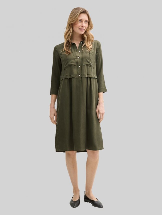 Tom Tailor Blusenkleid im Utility-Look - Deep Forest Green Tom Tailor Blusenkleid im Utility-Look - Deep Forest Green