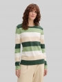 Tom Tailor Strickpullover mit Rundhalsausschnitt - Green Beige Block Stripe Tom Tailor Strickpullover mit Rundhalsausschnitt - Green Beige Block Stripe