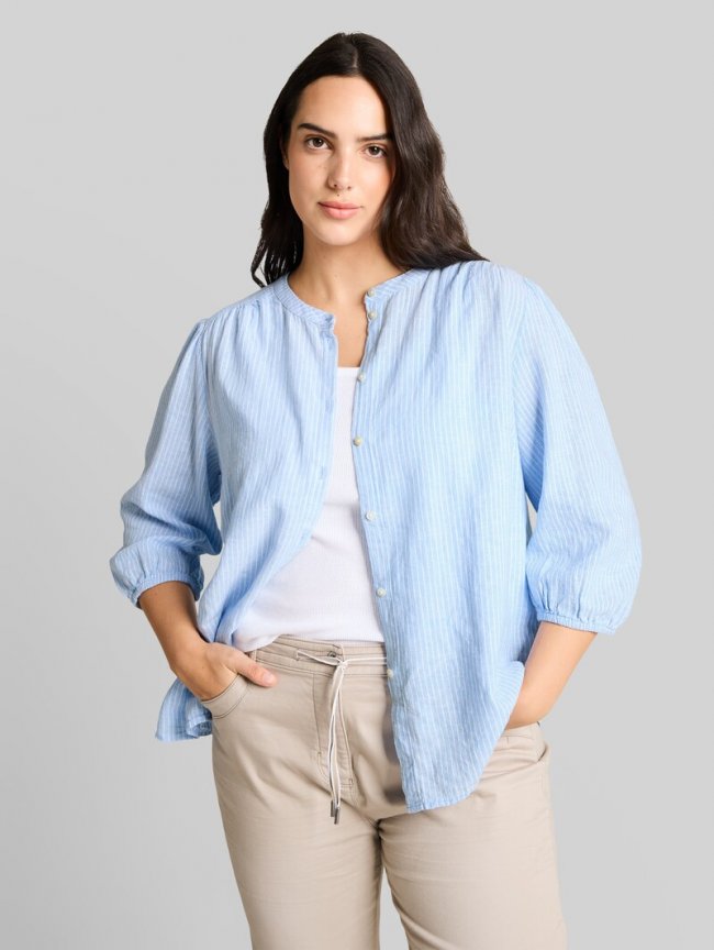 Tom Tailor Plus Size - Bluse mit Leinenanteil - Fjord Blue Irregular Stripe Tom Tailor Plus Size - Bluse mit Leinenanteil - Fjord Blue Irregular Stripe