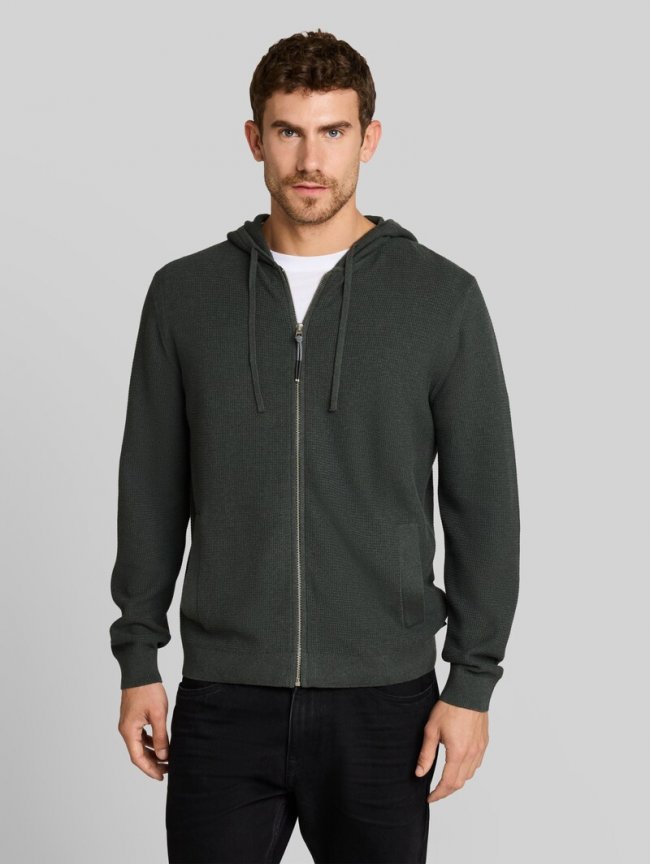 Tom Tailor Strickjacke mit Kapuze - Darkest Olive Melange Tom Tailor Strickjacke mit Kapuze - Darkest Olive Melange