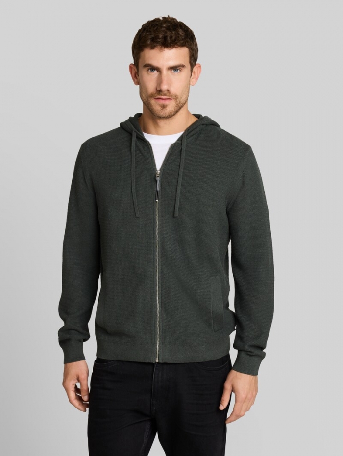 Tom Tailor Strickjacke mit Kapuze - Darkest Olive Melange Tom Tailor Strickjacke mit Kapuze - Darkest Olive Melange