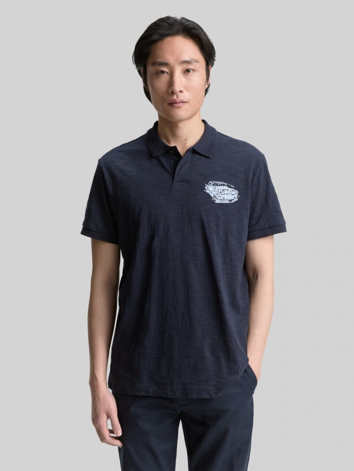 Tom Tailor Poloshirt aus Baumwolle mit Print - Sky Captain Blue Tom Tailor Poloshirt aus Baumwolle mit Print - Sky Captain Blue