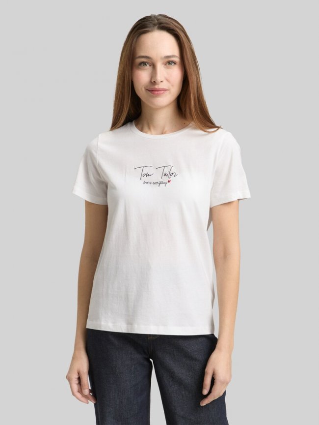 Tom Tailor T-Shirt mit Logo-Print - Whisper White Tom Tailor T-Shirt mit Logo-Print - Whisper White