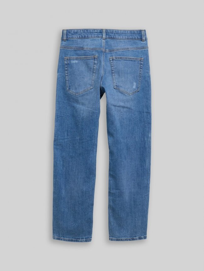 Tom Tailor Straight Jeans mit Stretch - Heavy Used Mid Blue Denim Tom Tailor Straight Jeans mit Stretch - Heavy Used Mid Blue Denim