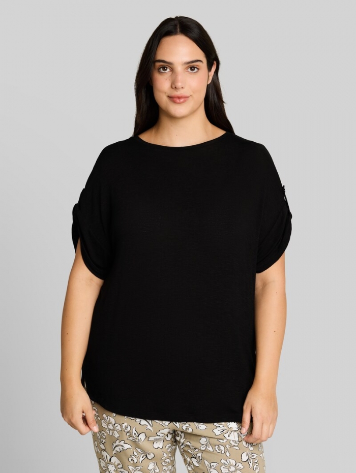 Tom Tailor Plus Size - T-Shirt mit Turn-Up-Funktion - Deep Black Tom Tailor Plus Size - T-Shirt mit Turn-Up-Funktion - Deep Black