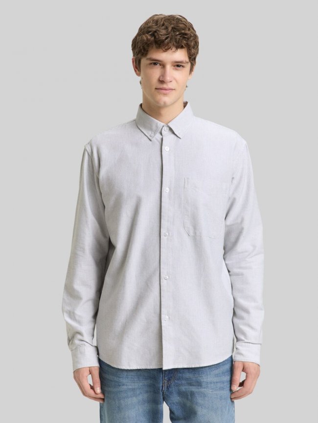 Tom Tailor Relaxed Fit Hemd aus Baumwolle - White Small Stripe Tom Tailor Relaxed Fit Hemd aus Baumwolle - White Small Stripe