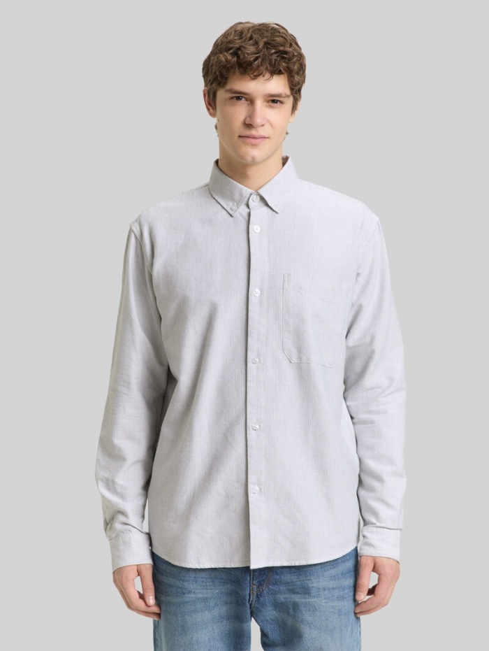 Tom Tailor Relaxed Fit Hemd aus Baumwolle - White Small Stripe Tom Tailor Relaxed Fit Hemd aus Baumwolle - White Small Stripe