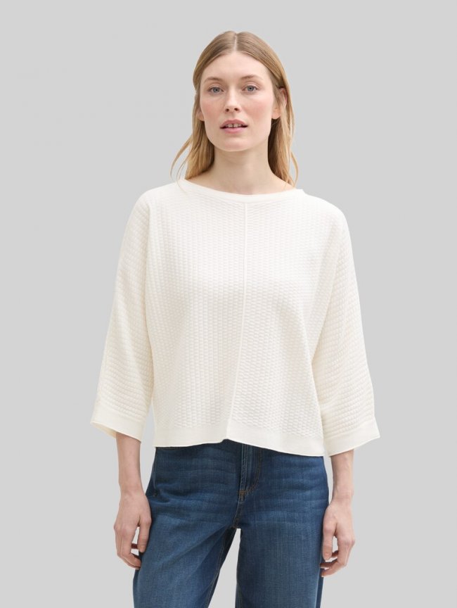 Tom Tailor Loose Fit Strickpullover - Whisper White Tom Tailor Loose Fit Strickpullover - Whisper White