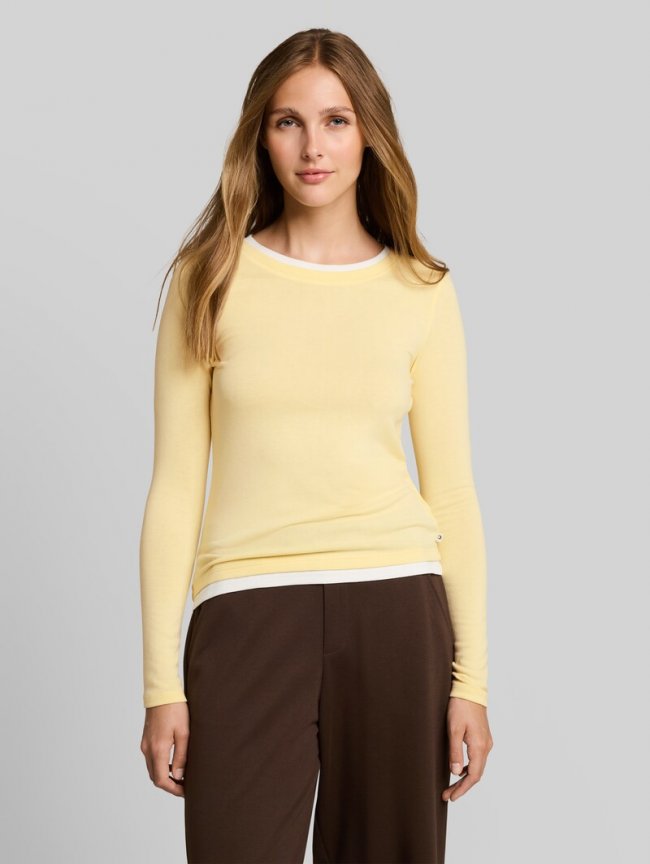 Tom Tailor Cosy Langarmshirt in 2-in-1-Optik - Soft Vanilla Yellow Melange Tom Tailor Cosy Langarmshirt in 2-in-1-Optik - Soft Vanilla Yellow Melange
