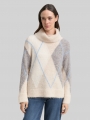 Tom Tailor Oversize Rollkragenpullover mit Wollanteil - Beige Grey Argyle Knit Design Tom Tailor Oversize Rollkragenpullover mit Wollanteil - Beige Grey Argyle Knit Design