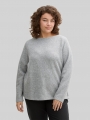 Tom Tailor Plus Size - Soft-Touch Sweatshirt mit Knopfdetails - Medium Silver Grey Melange Tom Tailor Plus Size - Soft-Touch Sweatshirt mit Knopfdetails - Medium Silver Grey Melange