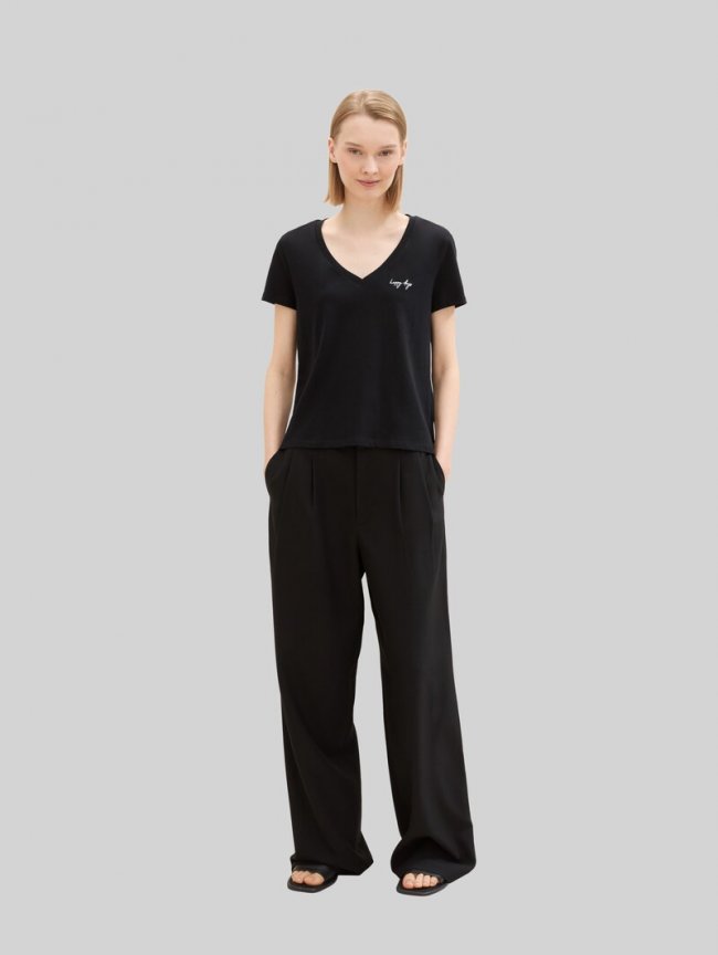Tom Tailor T-Shirt mit V-Ausschnitt im 2er-Pack - Deep Black Tom Tailor T-Shirt mit V-Ausschnitt im 2er-Pack - Deep Black
