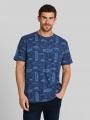 Tom Tailor T-Shirt mit Allover-Print - Mid Blue Nautical Design
