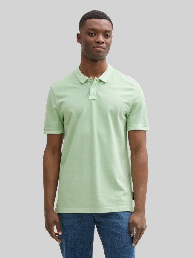 Tom Tailor Piqué Poloshirt im Washed Look - Fresh Mint Green Tom Tailor Piqué Poloshirt im Washed Look - Fresh Mint Green