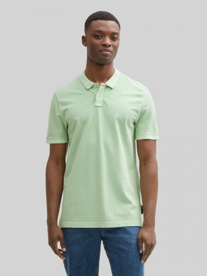 Tom Tailor Piqué Poloshirt im Washed Look - Fresh Mint Green Tom Tailor Piqué Poloshirt im Washed Look - Fresh Mint Green