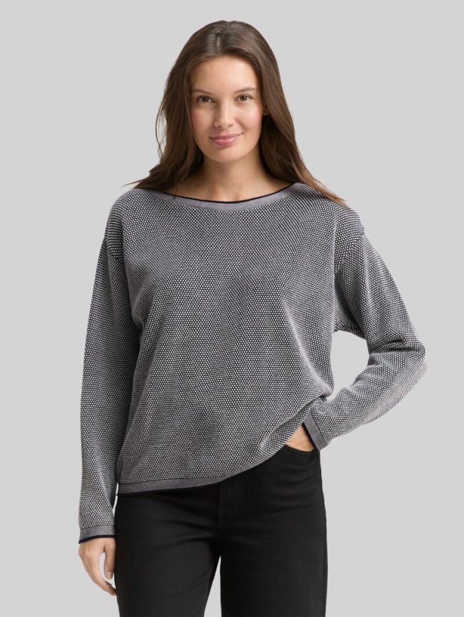 Tom Tailor Loose Fit Strickpullover aus Baumwolle - Navy Bubble Structure Tom Tailor Loose Fit Strickpullover aus Baumwolle - Navy Bubble Structure