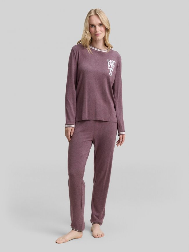 Tom Tailor Pyjama-Set in Melange Optik - Purple-medium-melange Tom Tailor Pyjama-Set in Melange Optik - Purple-medium-melange