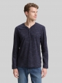 Tom Tailor Serafino Langarmshirt - Navy Red Multi Inject Tom Tailor Serafino Langarmshirt - Navy Red Multi Inject