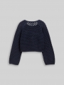 Tom Tailor Cropped Strickpullover mit Lochmuster - Parisien Night Blue Tom Tailor Cropped Strickpullover mit Lochmuster - Parisien Night Blue