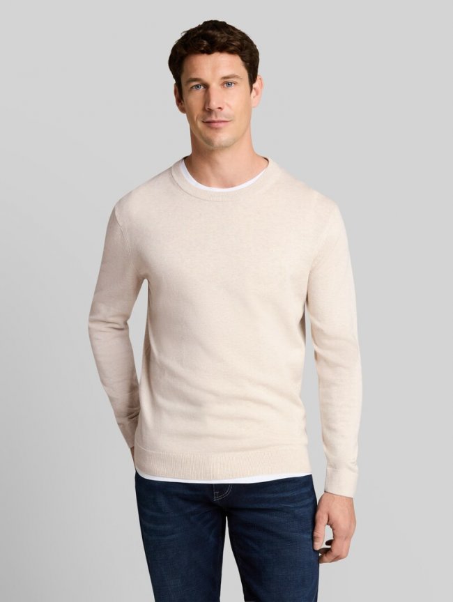 Tom Tailor Basic Strickpullover aus Baumwolle - Sand White Melange Tom Tailor Basic Strickpullover aus Baumwolle - Sand White Melange