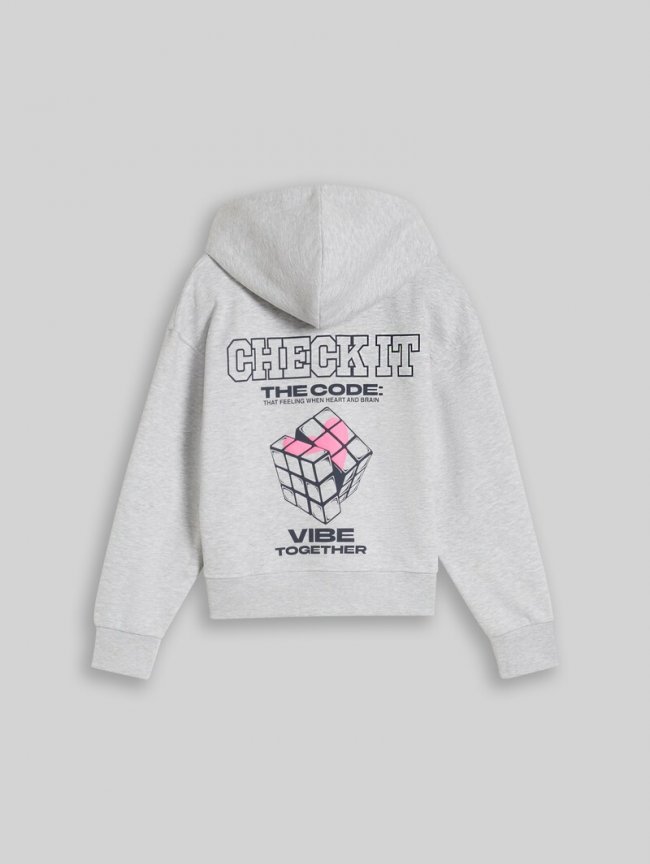 Tom Tailor Oversize Hoodie Sweatshirt mit Rückenprint - Light Stone Grey Melange Tom Tailor Oversize Hoodie Sweatshirt mit Rückenprint - Light Stone Grey Melange